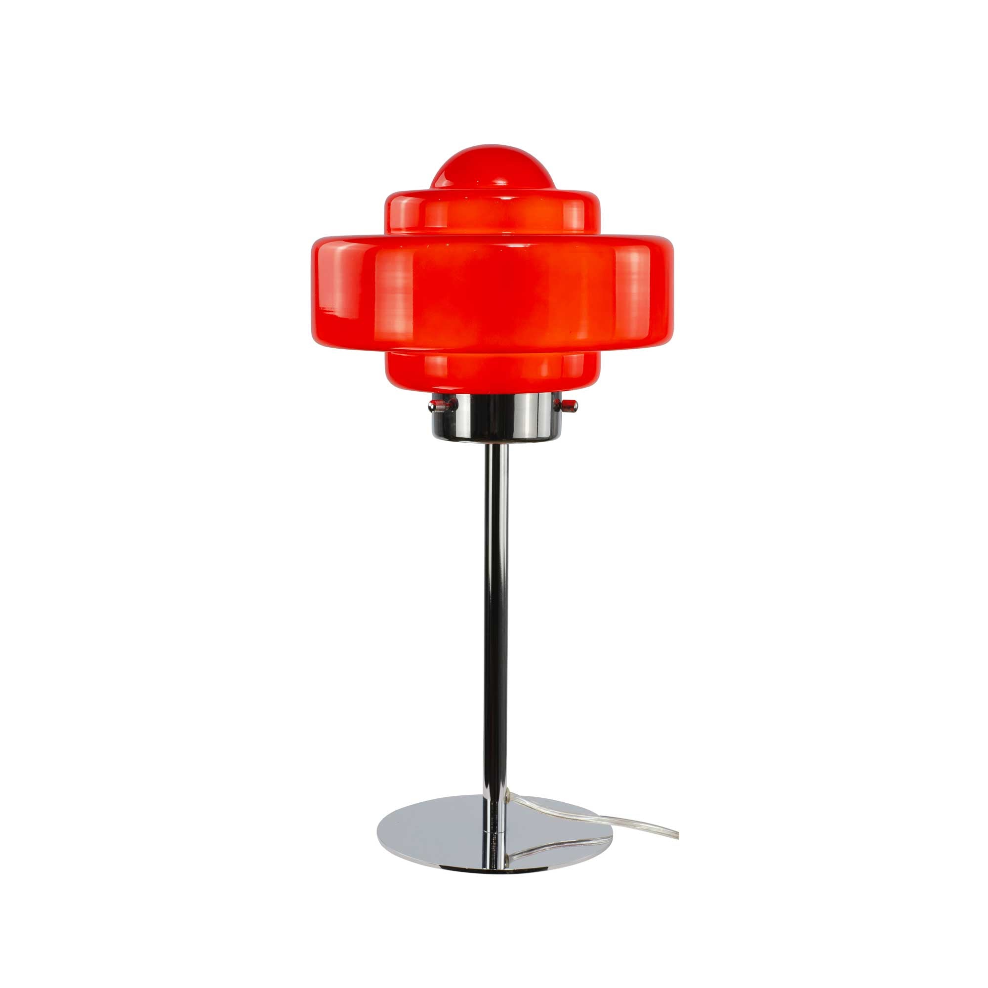 Zeni színes üveg és króm asztali lámpa